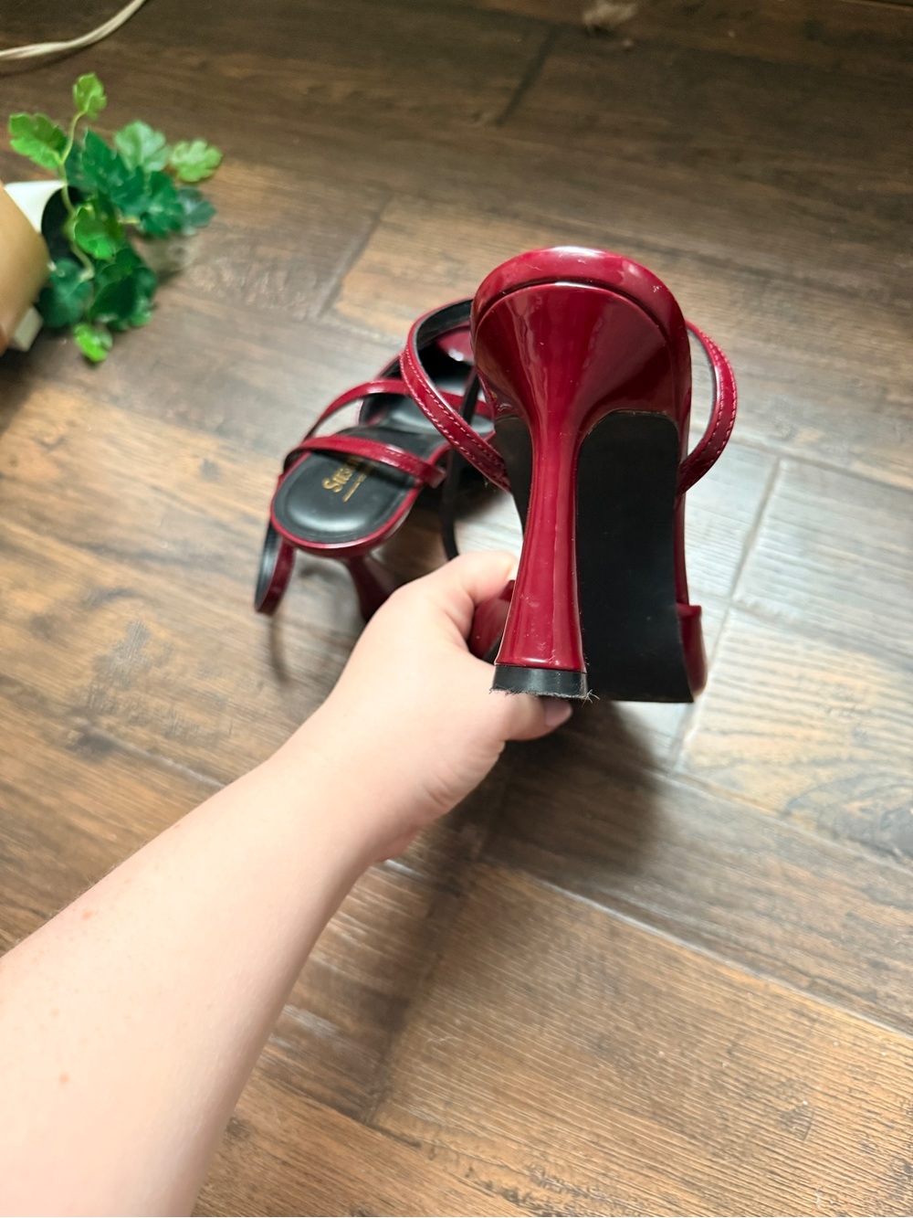 Patent Burgundy Strappy Heels - Picture 4 of 4